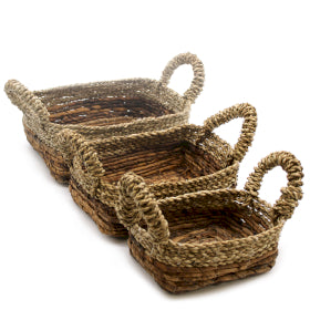 Seagrass & Banana Leaf Baskets - Set of 3