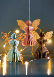 Set of 3 Pastel Angel Decorations