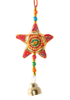 Gold Embellished Hanging Star Decoration - Choice of 5 Colours