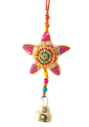 Gold Embellished Hanging Star Decoration - Choice of 5 Colours