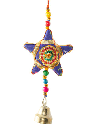 Gold Embellished Hanging Star Decoration - Choice of 5 Colours