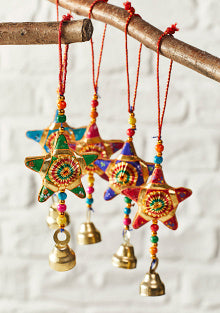 Gold Embellished Hanging Star Decoration - Choice of 5 Colours