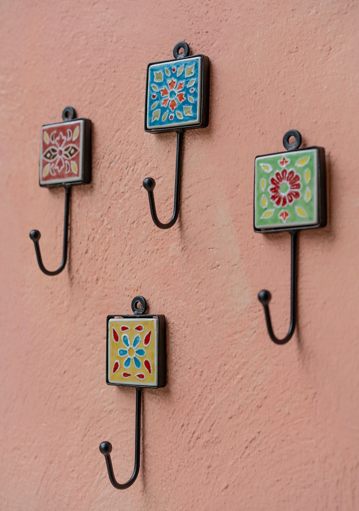 Shyla Hand-painted Tile Ceramic Hook Choice of colours