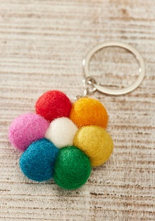 Felt Rainbow Flower Keyring