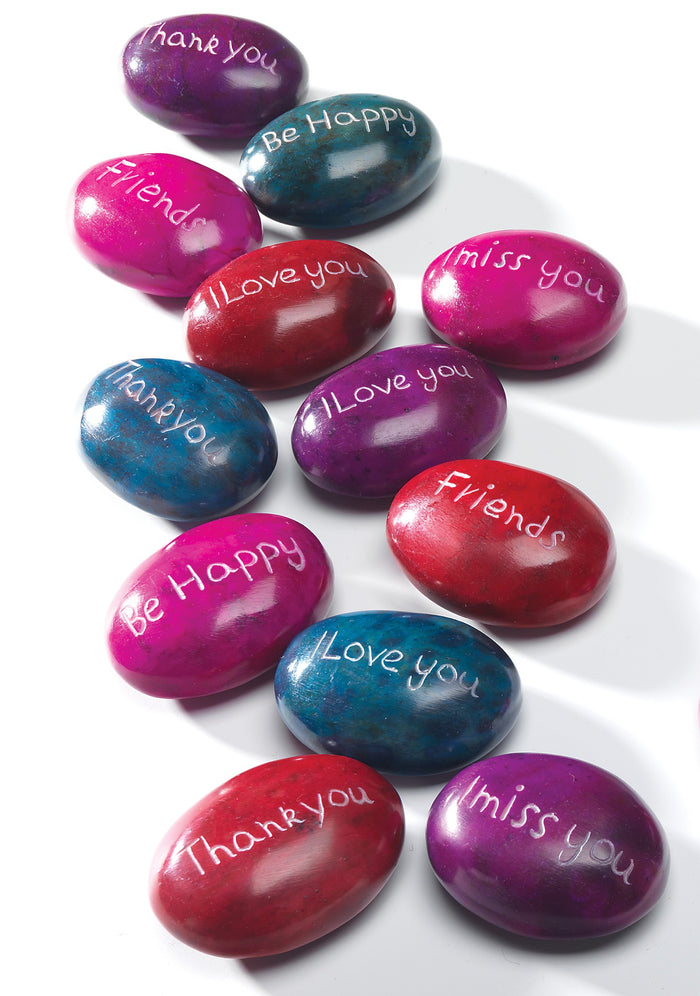 Soapstone Message Pebbles - Choice of colour & message