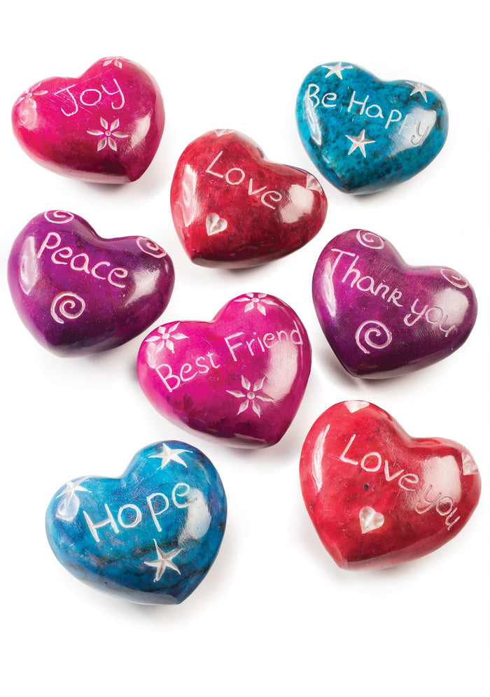 Hand-carved Soapstone Message Hearts - Choice of message