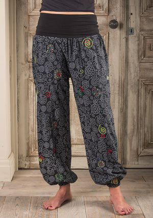 Embroidered Cotton and Jersey Harem Trousers - Choice of 3 sizes