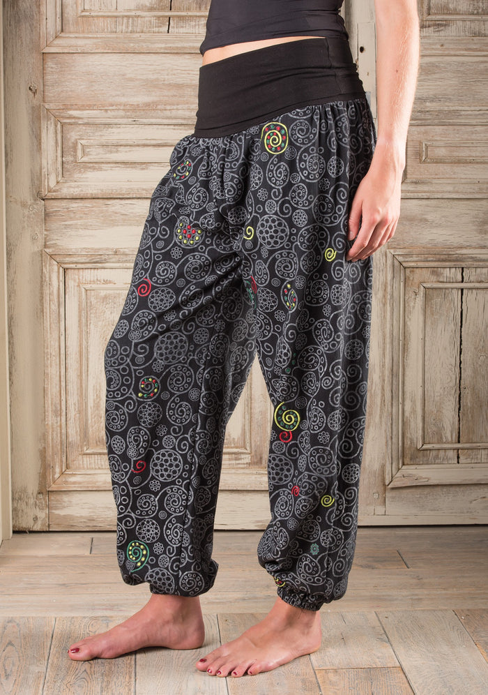 Embroidered Cotton and Jersey Harem Trousers - Choice of 3 sizes