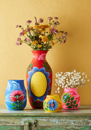 Hand-painted Terracotta Sunflower Vase