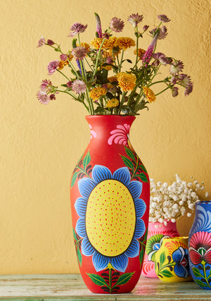 Hand-painted Terracotta Sunflower Vase