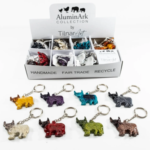 Recycled Aluminium Highland Cow Keyrings - Choice of 8 colours