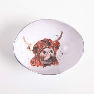 Recycled Aluminium Small Oval Bowl - Meg Hawkins Highland Cow