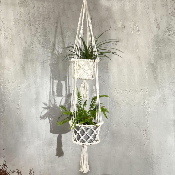 Double Macrame Plant Hanger - Natural