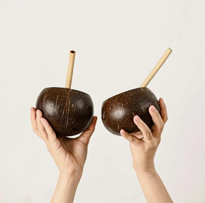 Natural Coconut Shell Cups - Set of 2