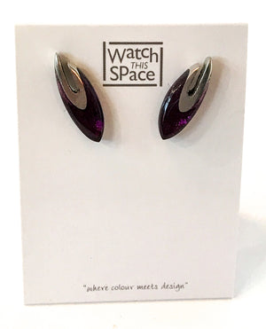 Pewter Curve Collection: Stud Earrings - Choice of 6 colours