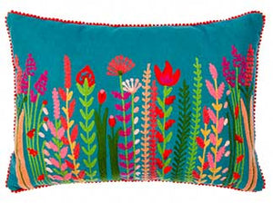 Champaka Floral Embroidered Cushion - 35cm x 50cm