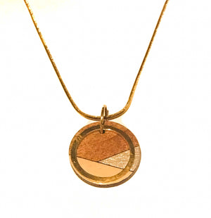 Conture Recycled Wood Pendant with Gold Chain