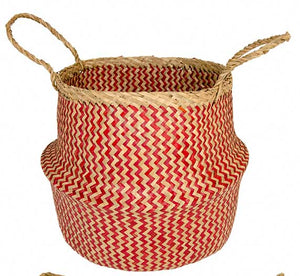 Zigzag Weave Seagrass Basket - Teal or Red (Choice of 2 sizes)