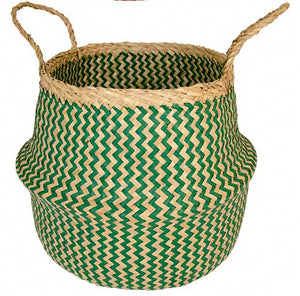 Zigzag Weave Seagrass Basket - Teal or Red (Choice of 2 sizes)