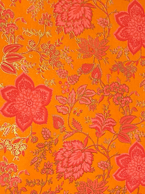 Luxurious Recycled Rag Wrapping Paper - Orange/Pink Floral