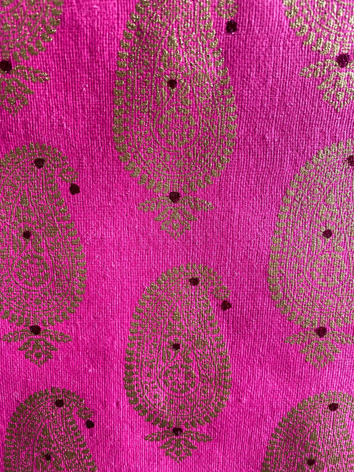 Luxurious Recycled Rag Wrapping Paper - Bright Pink Paisley