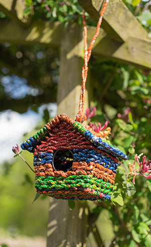Recycled Sweet-wrapper Birdhouse