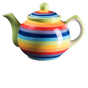 Rainbow Stripe Ceramic Teapot - Small