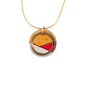 Conture Recycled Wood Pendant with Gold Chain