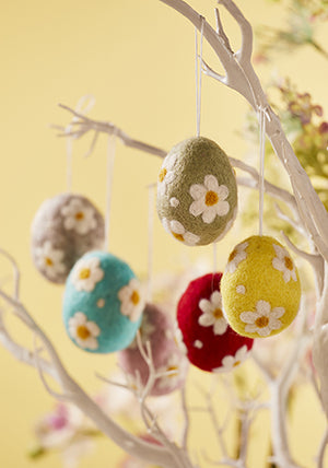 Flower Felt Easter Egg Decorations - Choice of 6 colours