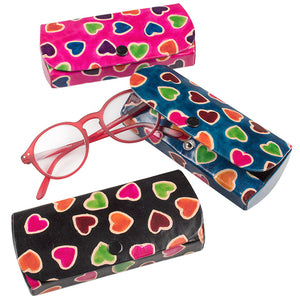 Heart Printed Leather Glasses Case