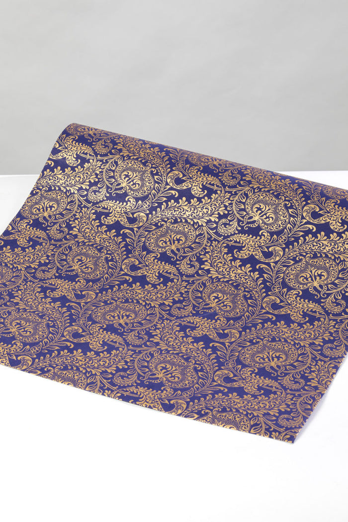 Luxurious Recycled Rag Wrapping Paper - Navy Splendour