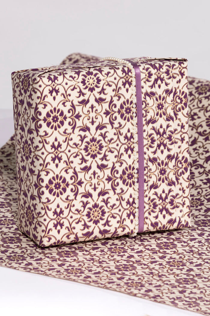 Luxurious Recycled Rag Wrapping Paper - Florentine Purple