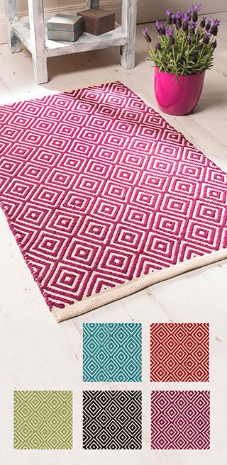 Diamond weave cotton handloom rugs - 90cm x 150cm