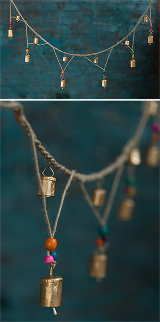 Jute Garland String of Bells and Beads