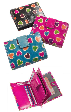 Heart Printed Leather Purse - Choice of 3 colours