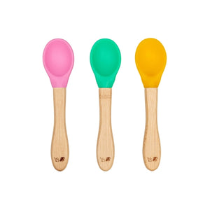 Baby Bamboo Weaning Spoons (Set of 3) - Pink, Green & Yellow