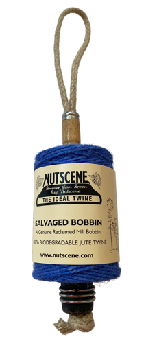 Nutscene Jute Twine on Hanging Recycled Lancashire Mill Bobbin - Choice of colours