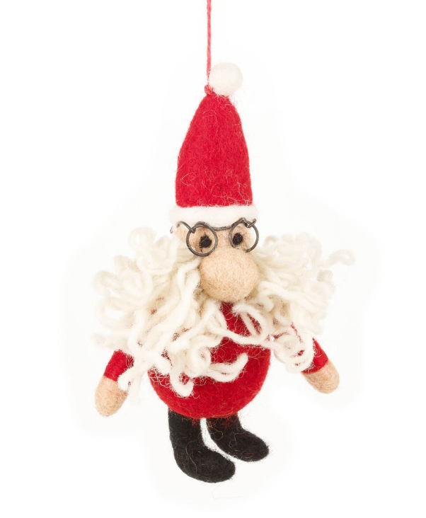 Handmade Felt Christmas tree decoration - Curly Santa