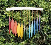 Recycled Glass Windchimes - Rainbow Falling Leaves
