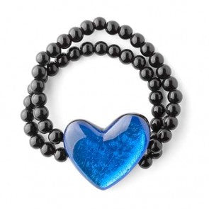 Love Heart Bracelet with Glass Beads - Choice of 7 colours