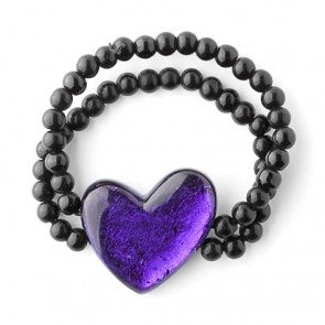 Love Heart Bracelet with Glass Beads - Choice of 7 colours