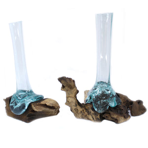 Molten Glass Stem Vase on Gamal Root