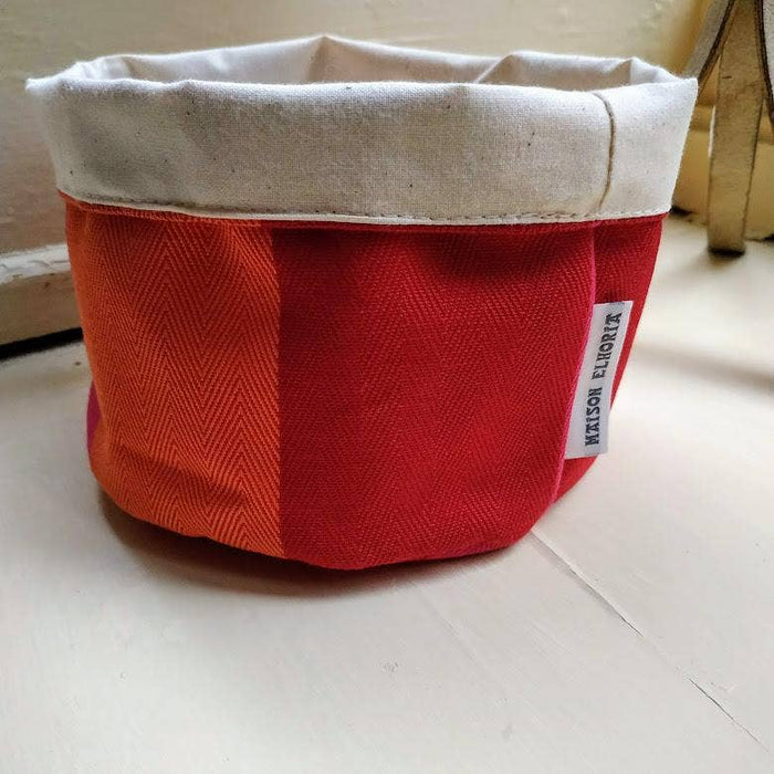 Organic Cotton Pot Bag - Red/Orange/Pink (Choice of 2 sizes)