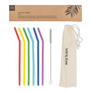 Reusable Silicone Straws - Pack of 6