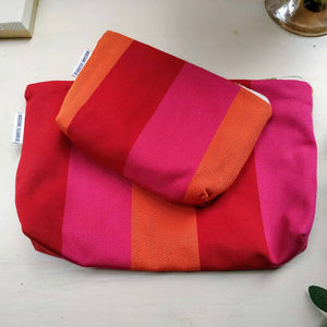 Organic Cotton Wash Bag - Red/Orange/Pink (Choice of 2 sizes)