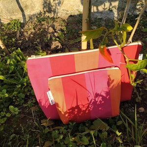 Organic Cotton Wash Bag - Red/Orange/Pink (Choice of 2 sizes)