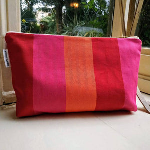 Organic Cotton Wash Bag - Red/Orange/Pink (Choice of 2 sizes)