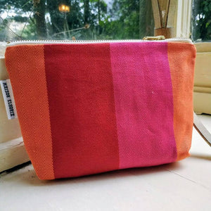 Organic Cotton Wash Bag - Red/Orange/Pink (Choice of 2 sizes)